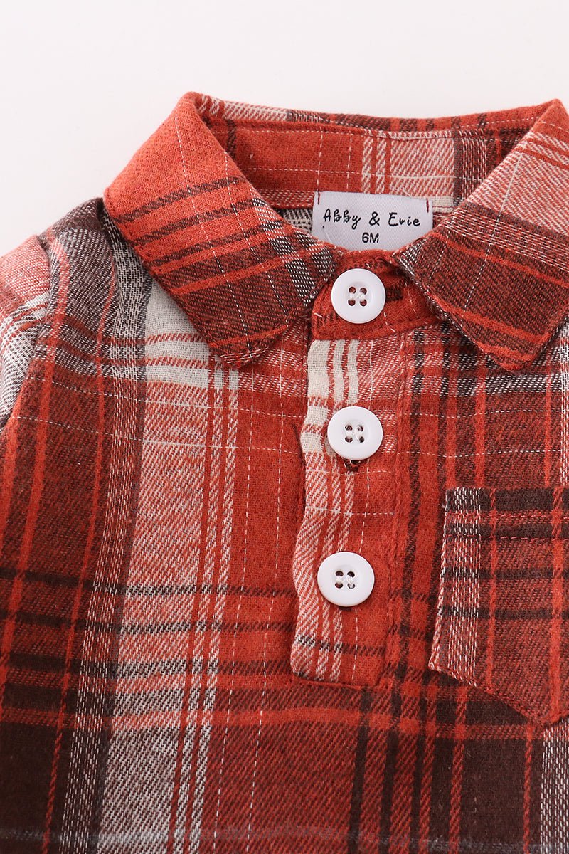 Rusty Plaid Boy Romper - NB