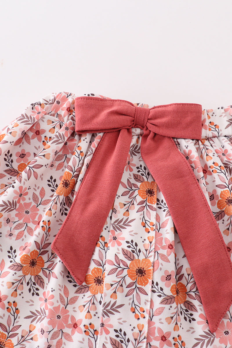 Floral Ruffle Sleeve Skort Set - 12m