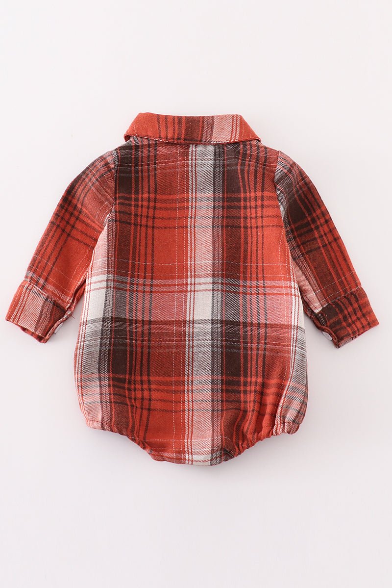Rusty Plaid Boy Romper - NB
