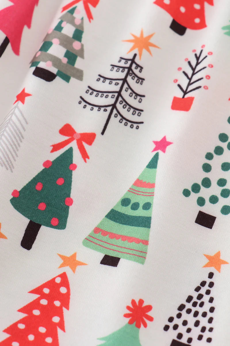 Christmas tree print girl romper - 6m