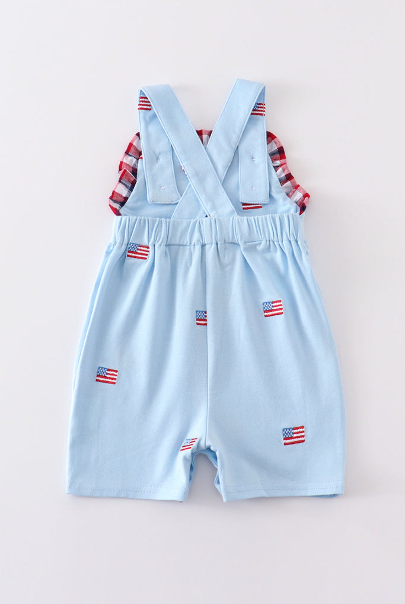 Premium Blue patriotic flag embroidery romper - 6m