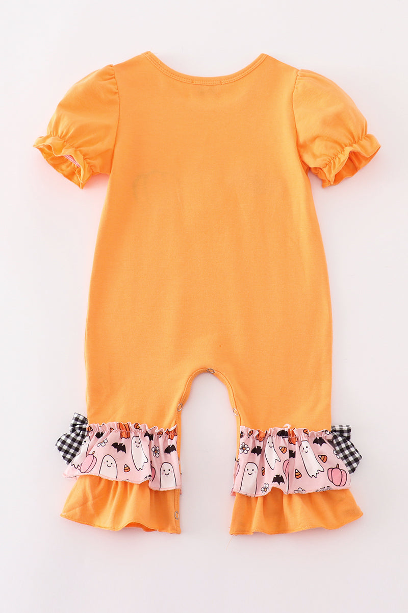 Orange halloween ghost pumpkin girl romper - 3m