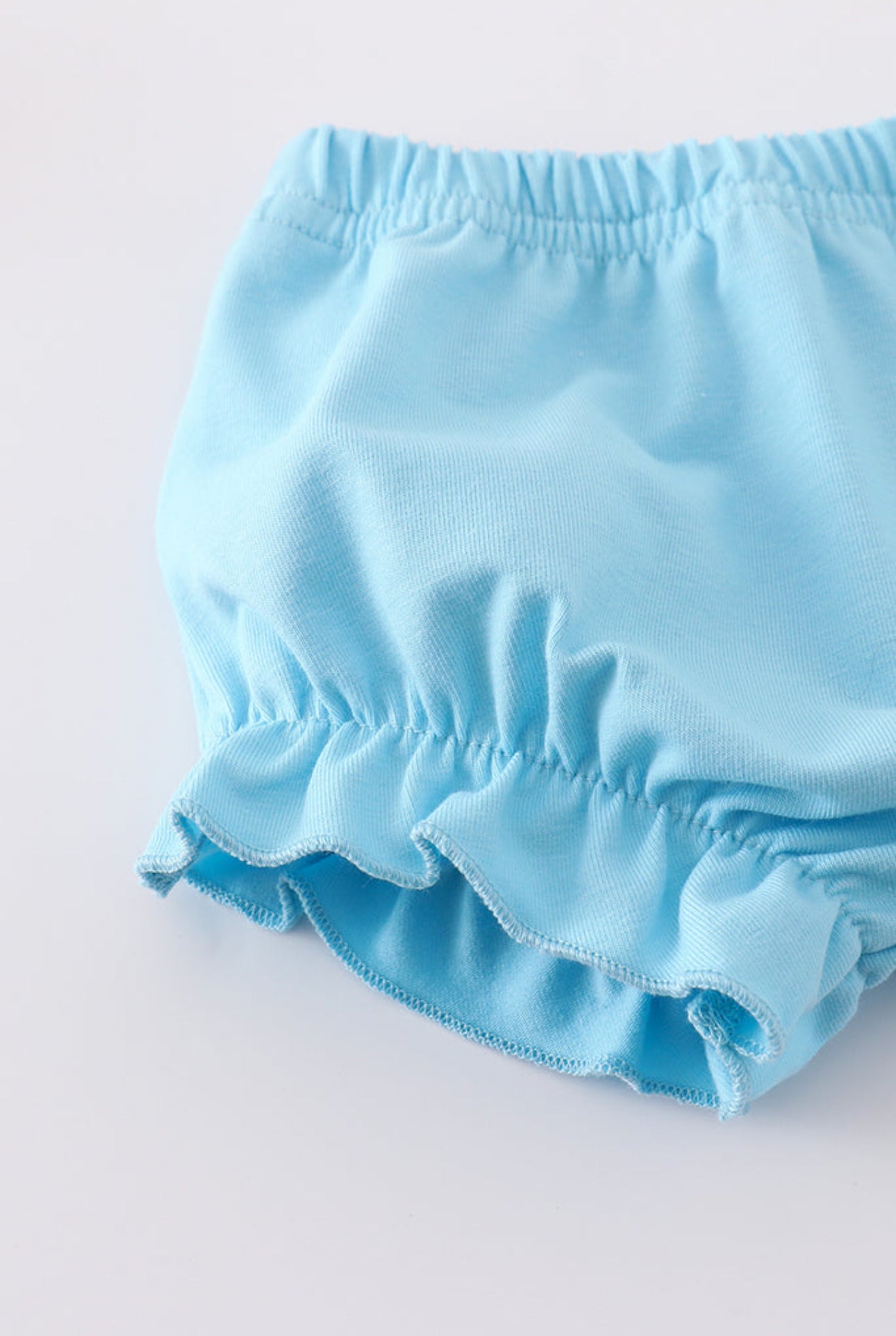 Blue petal meadow embroidery girl bloomer set - 12m