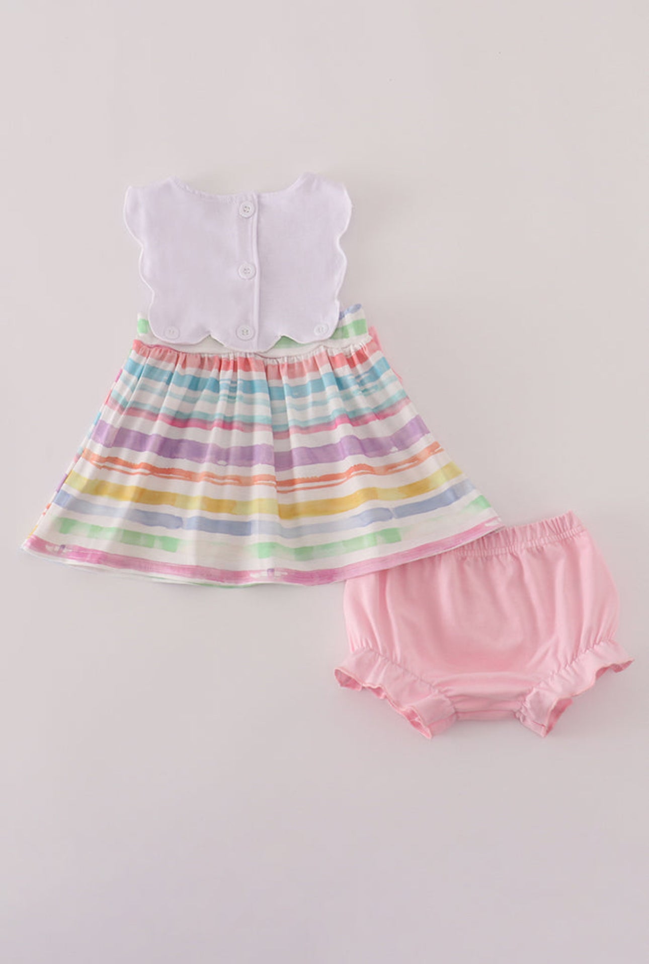Pink crayon applique bow bloomer set - 12m