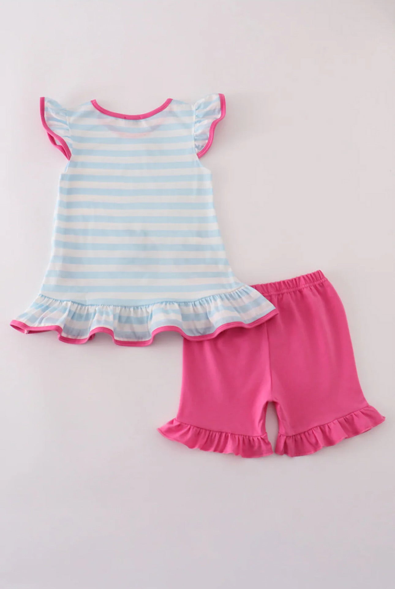 ABC applique ruffle shorts set
