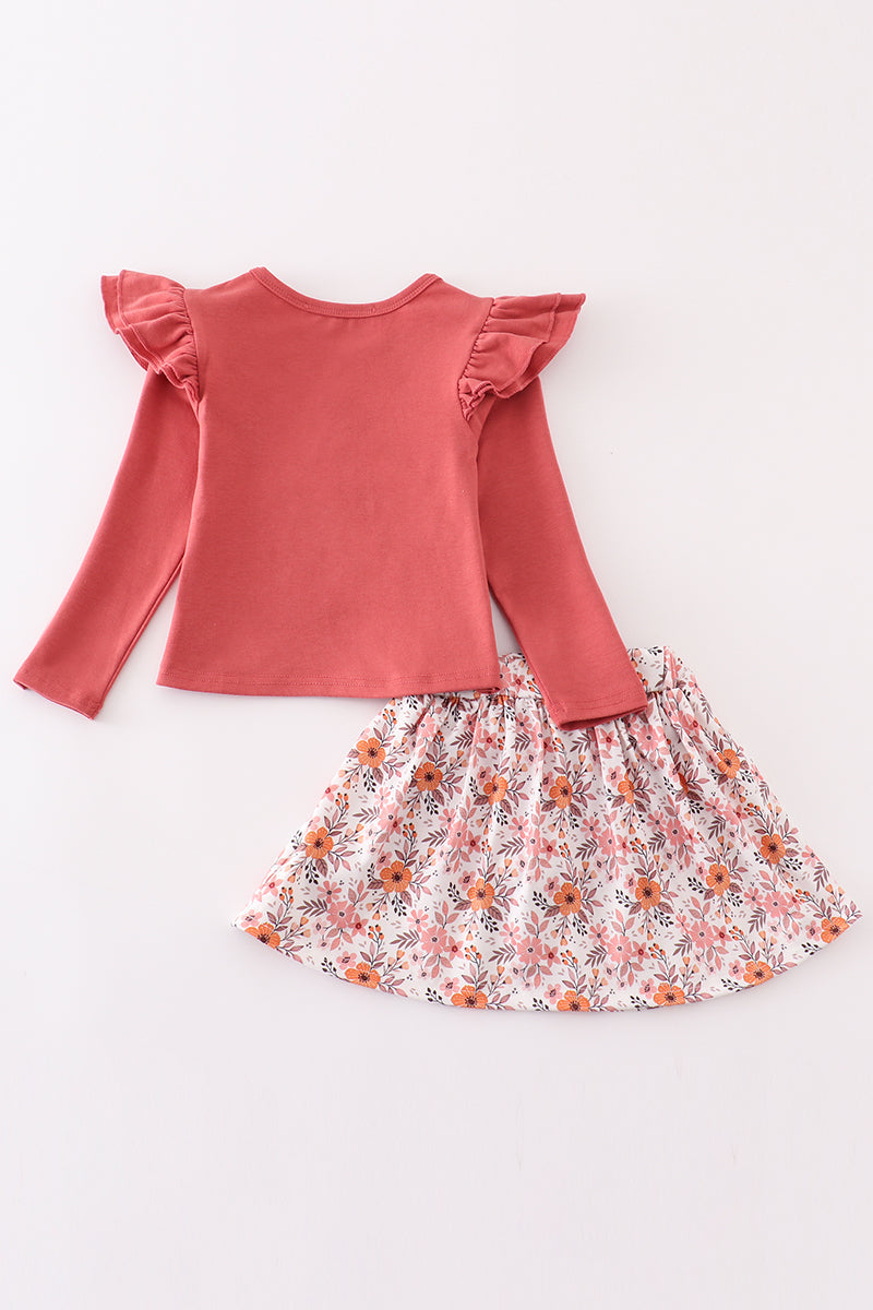 Floral Ruffle Sleeve Skort Set - 12m