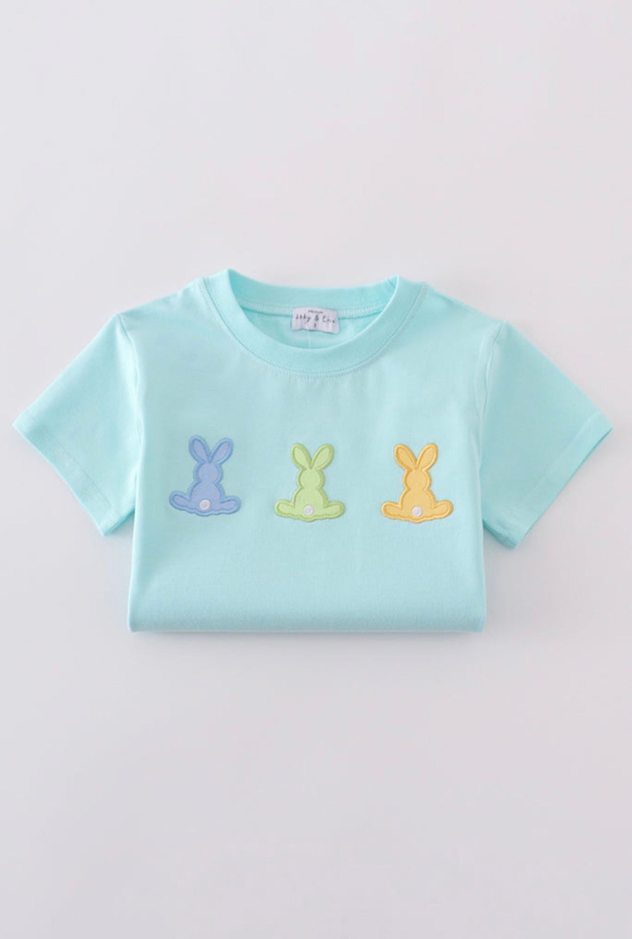Premium mint bunny embroidery top