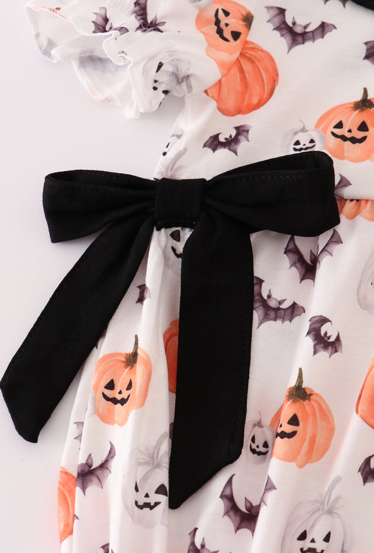 Black pumpkin print ruffle bubble - 3m