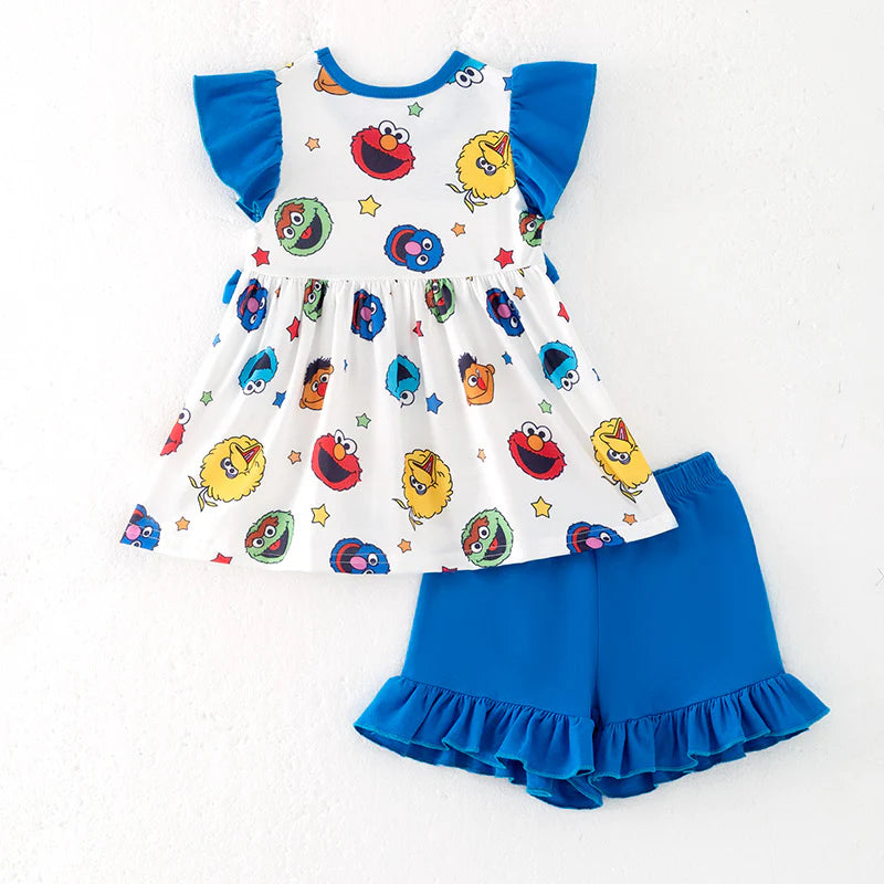 Muppet street embroidery shorts set - 5t