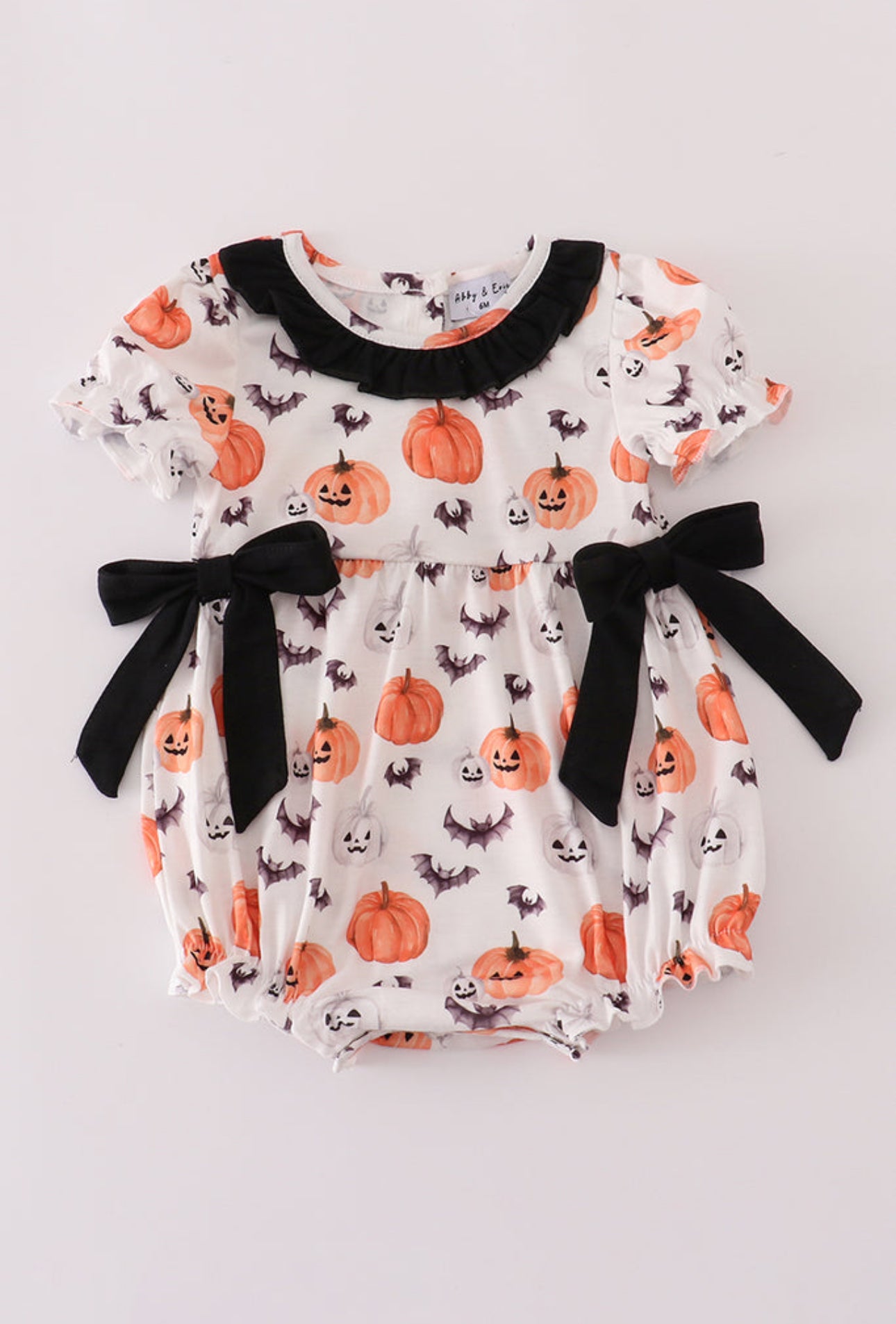 Black pumpkin print ruffle bubble - 3m