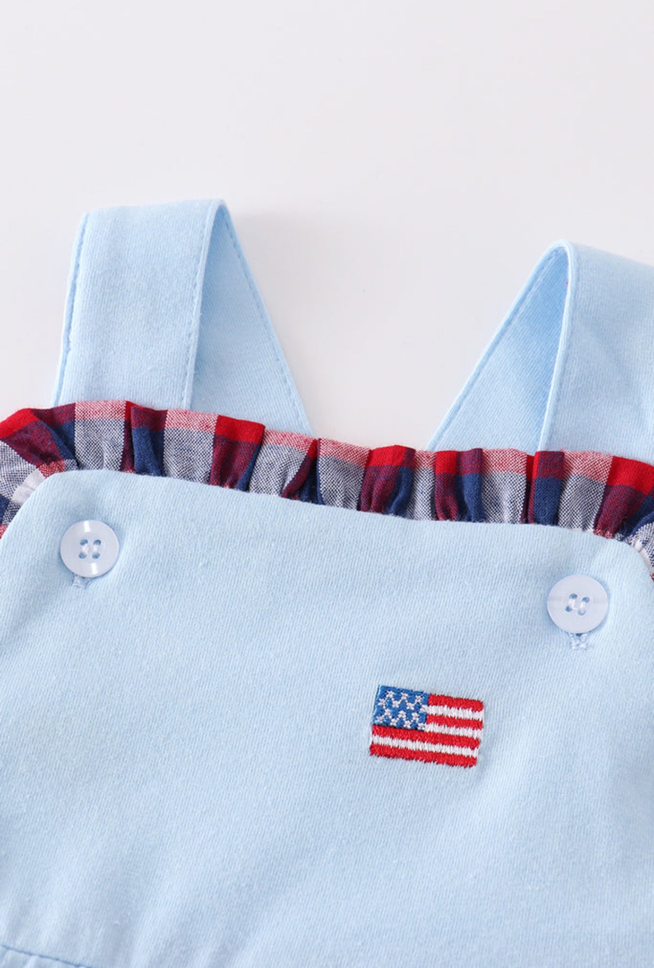 Premium Blue patriotic flag embroidery romper - 6m