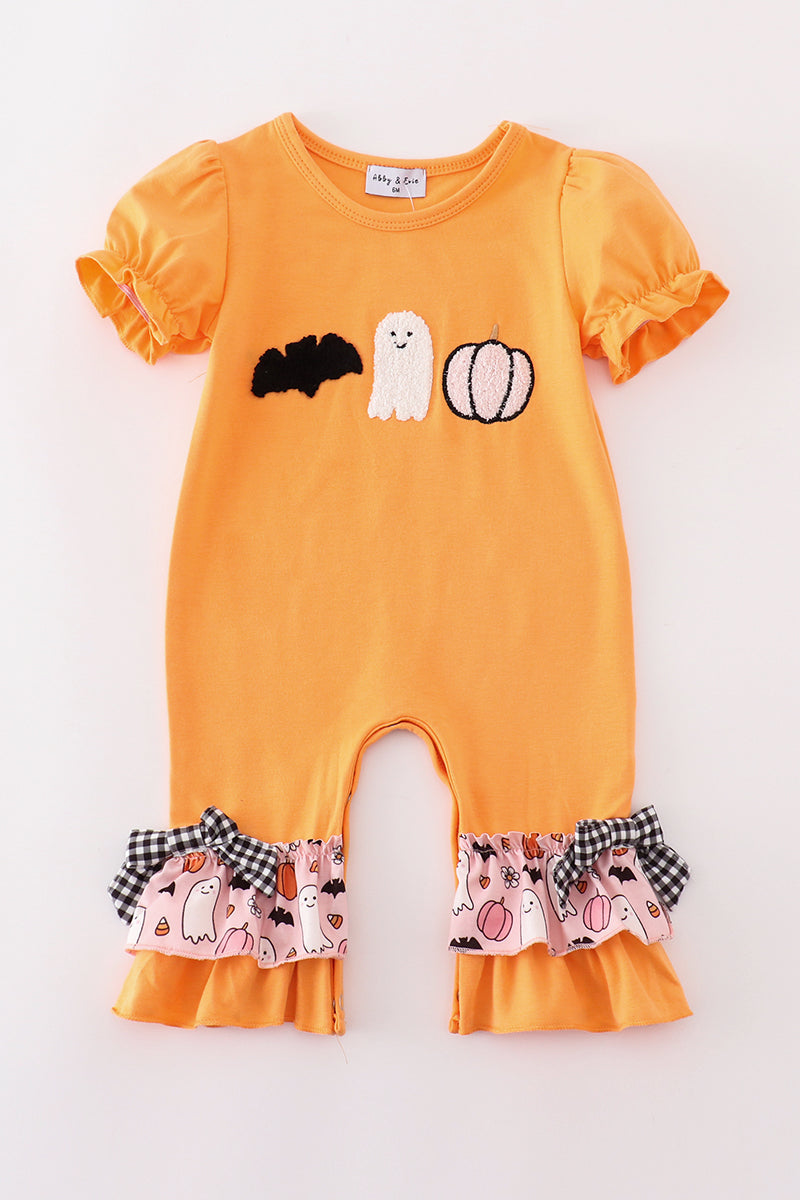 Orange halloween ghost pumpkin girl romper - 3m