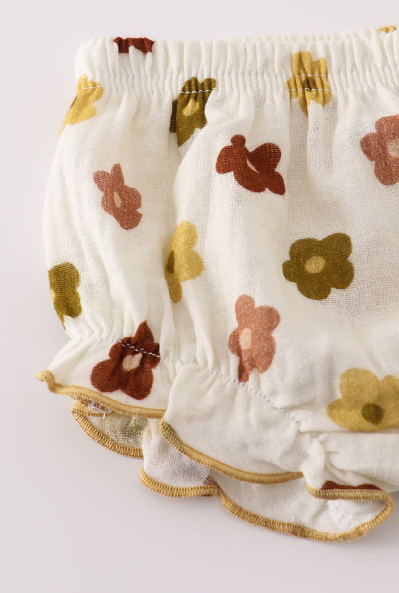Premium Organic muslin floral smocked bloomer set - 24m