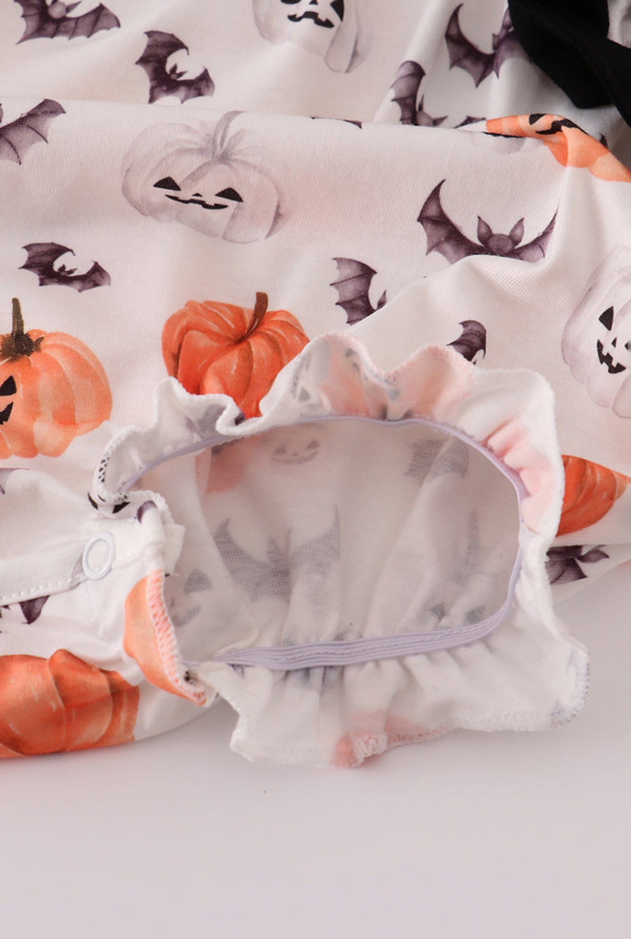 Black pumpkin print ruffle bubble - 3m