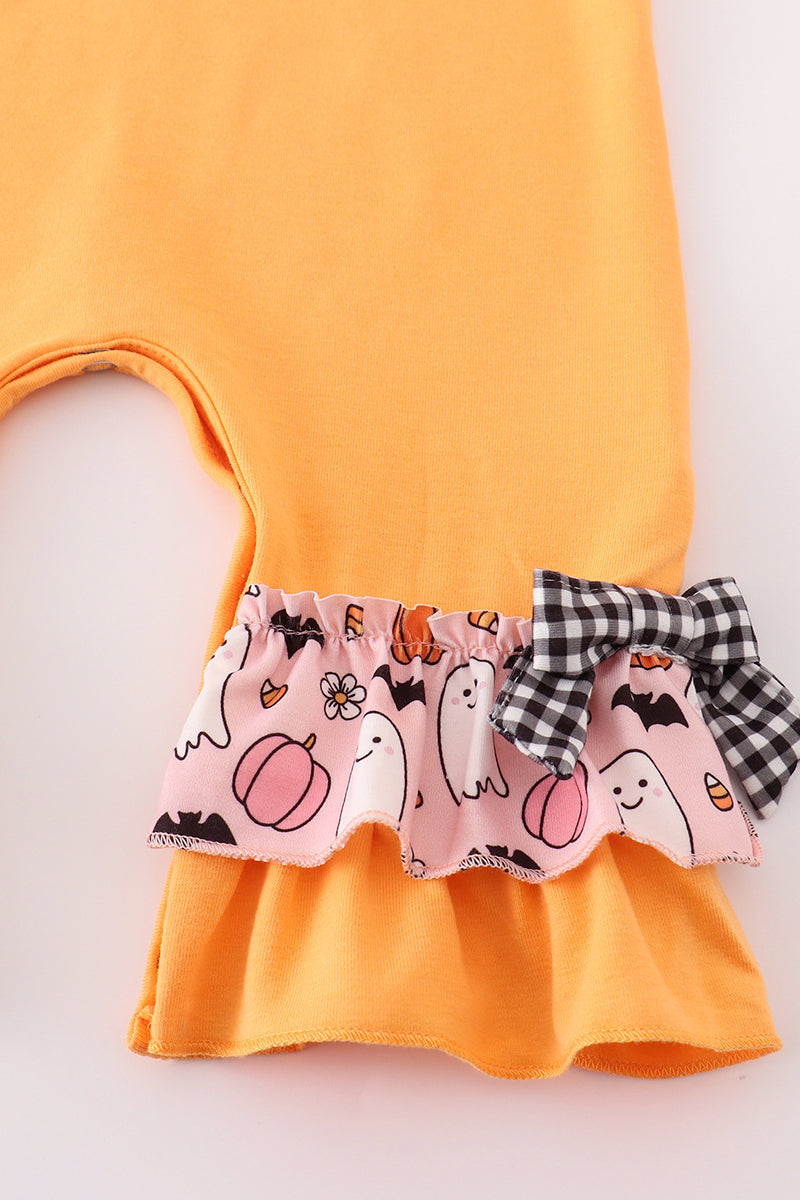 Orange halloween ghost pumpkin girl romper - 3m