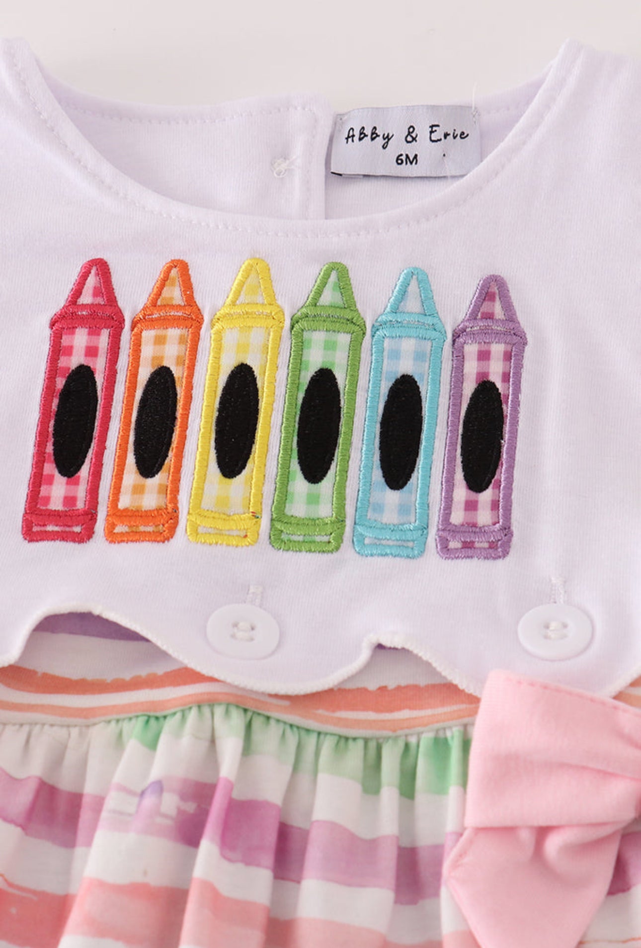 Pink crayon applique bow bloomer set - 12m