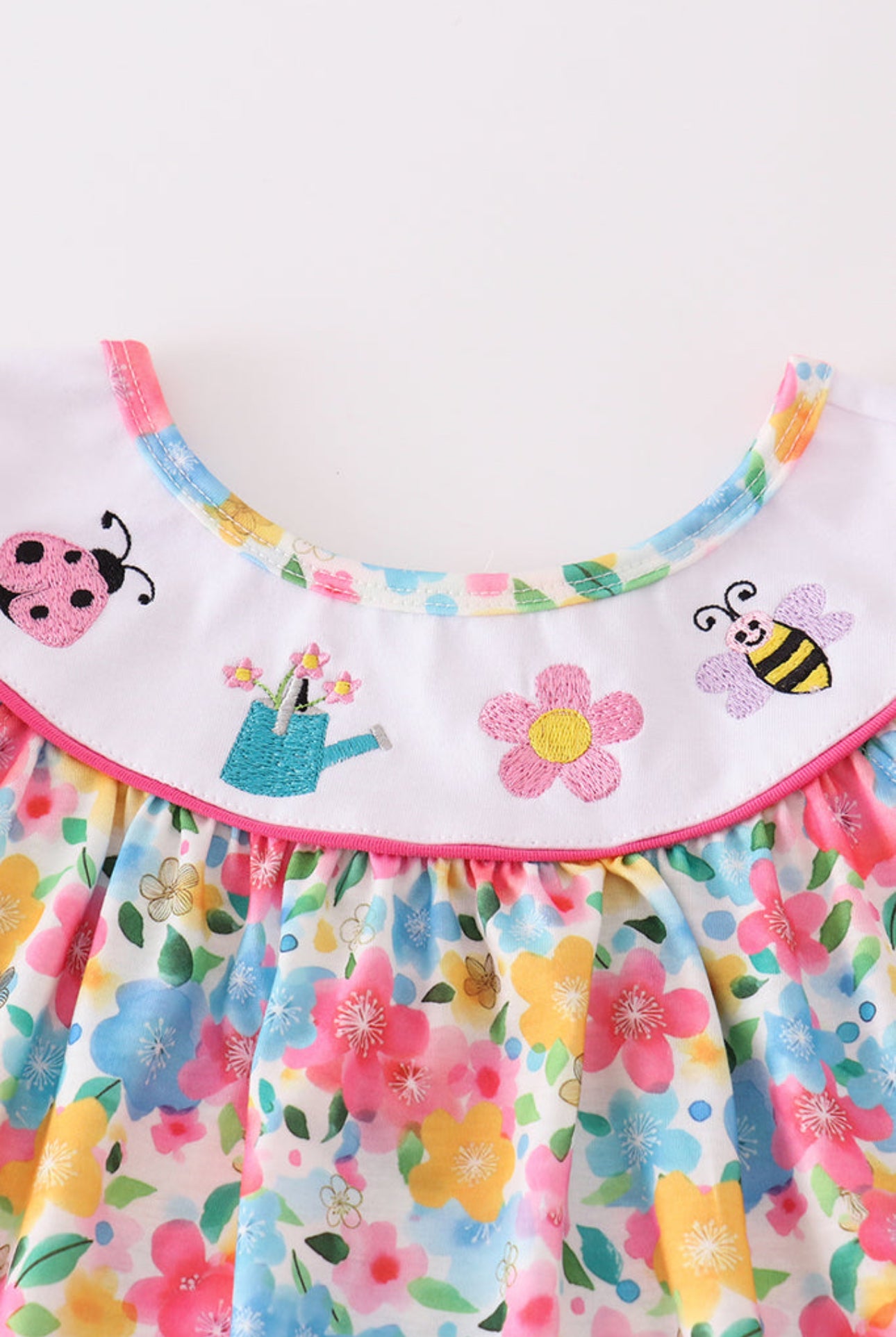 Floral bee embroidery girl set - 2t