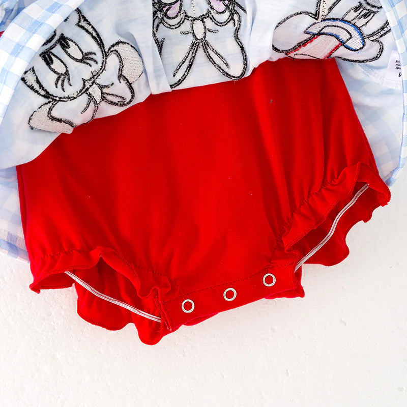 Toddler girls patriotic cartoon applique embroidery bubble