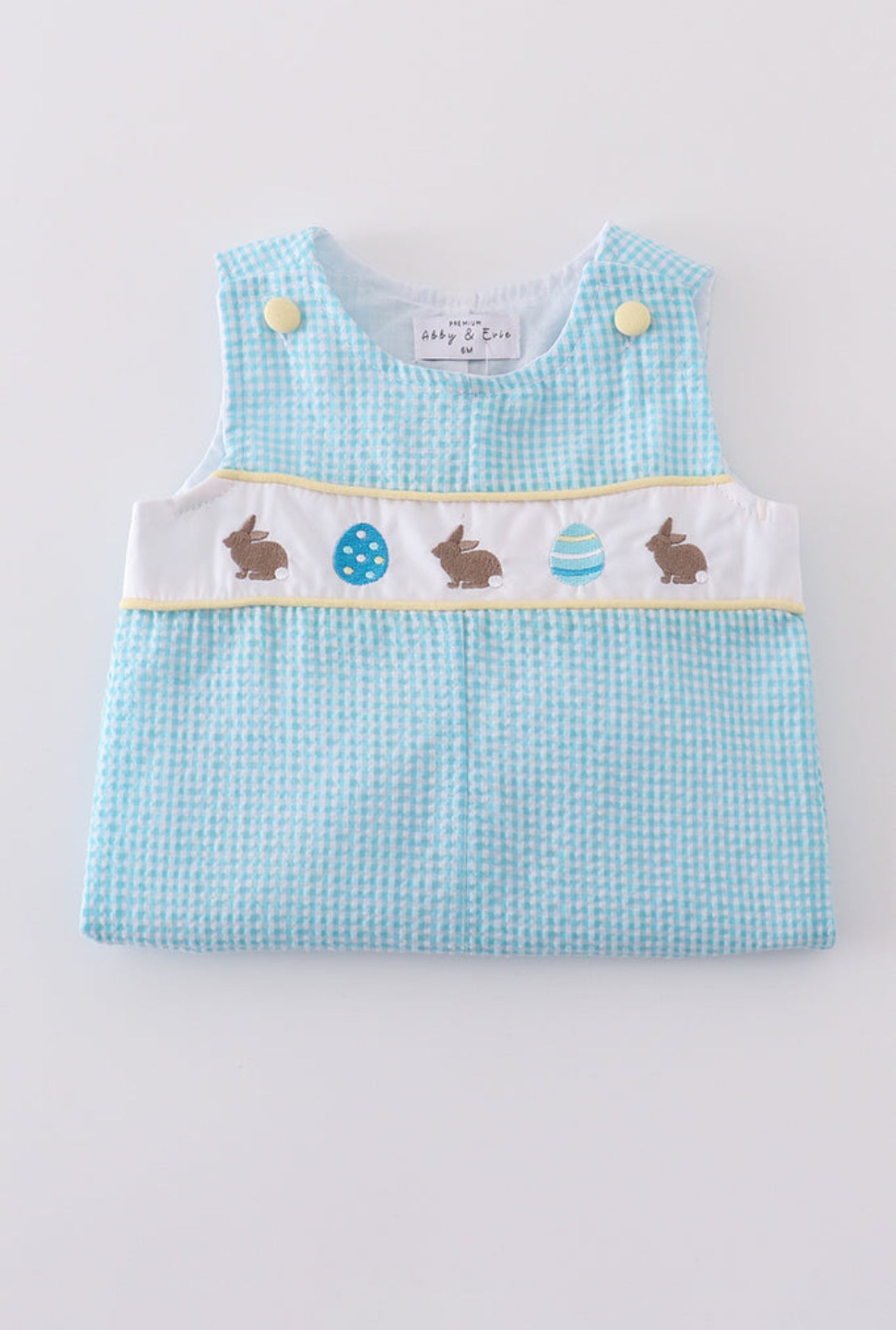 Premium mint bunny egg embroidery gingham jonjon - 24m