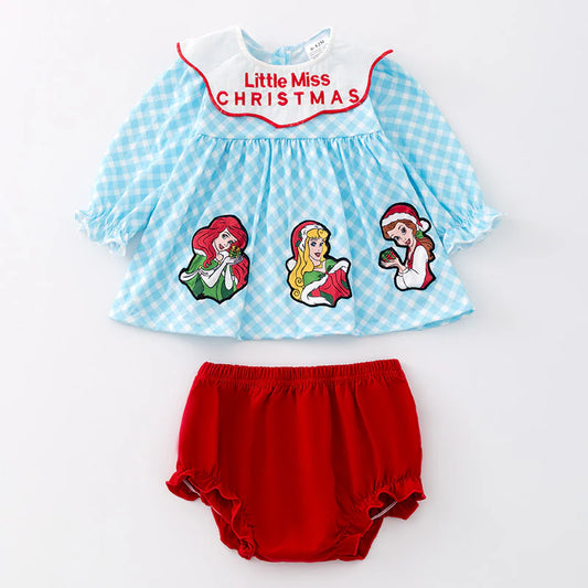 Princess Christmas appliqué bloomer set