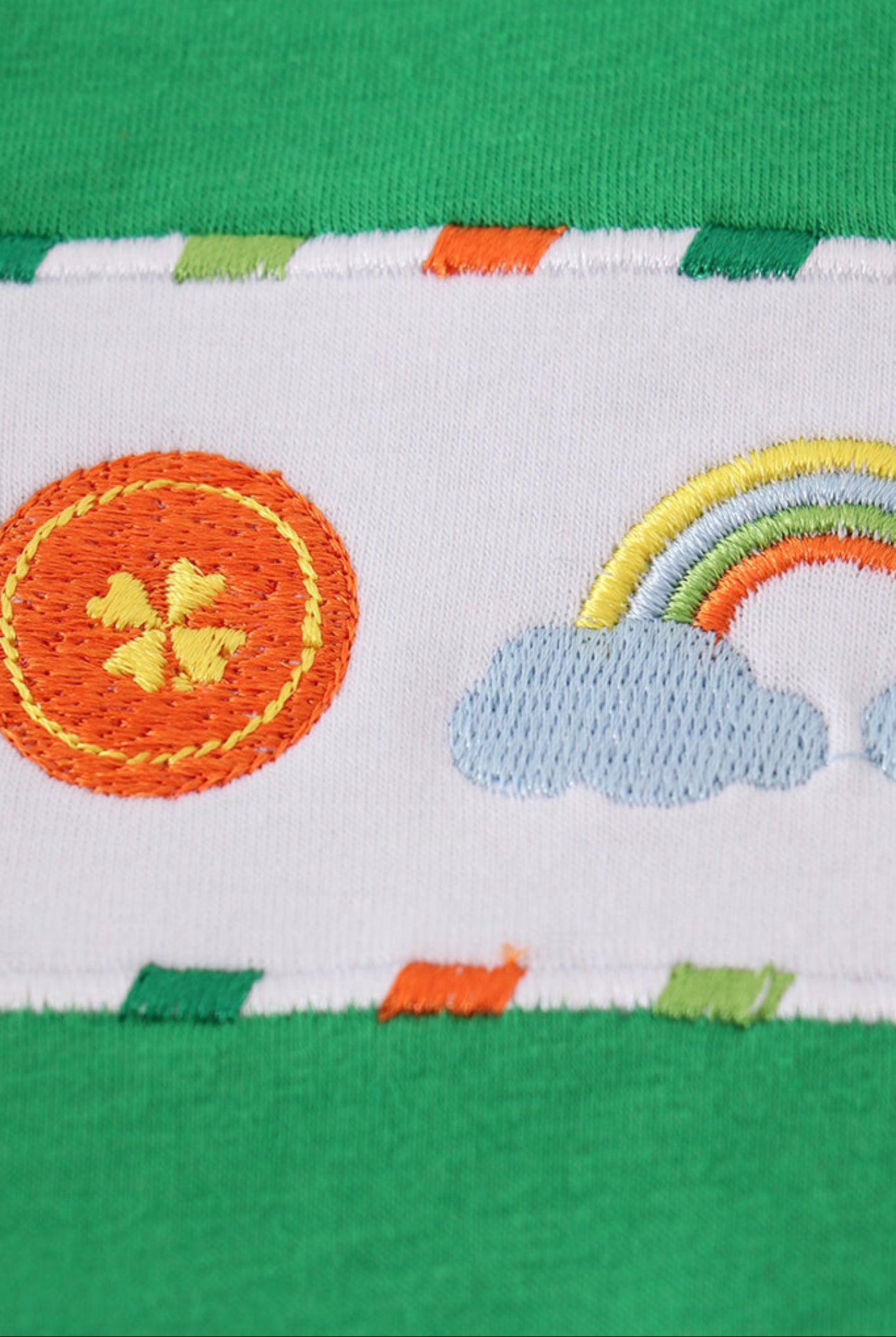 Green clover rainbow embroidery boy set - 12m