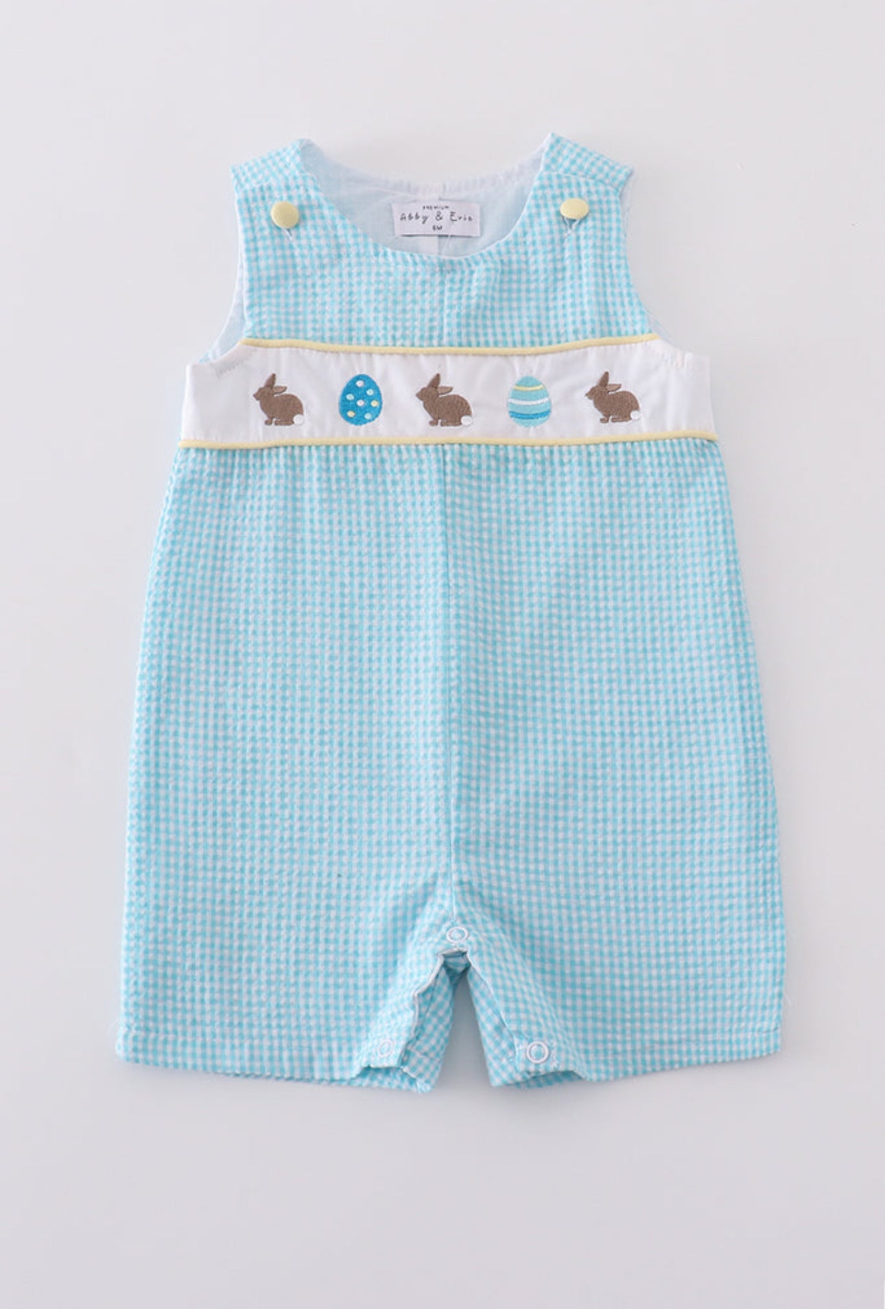 Premium mint bunny egg embroidery gingham jonjon - 24m