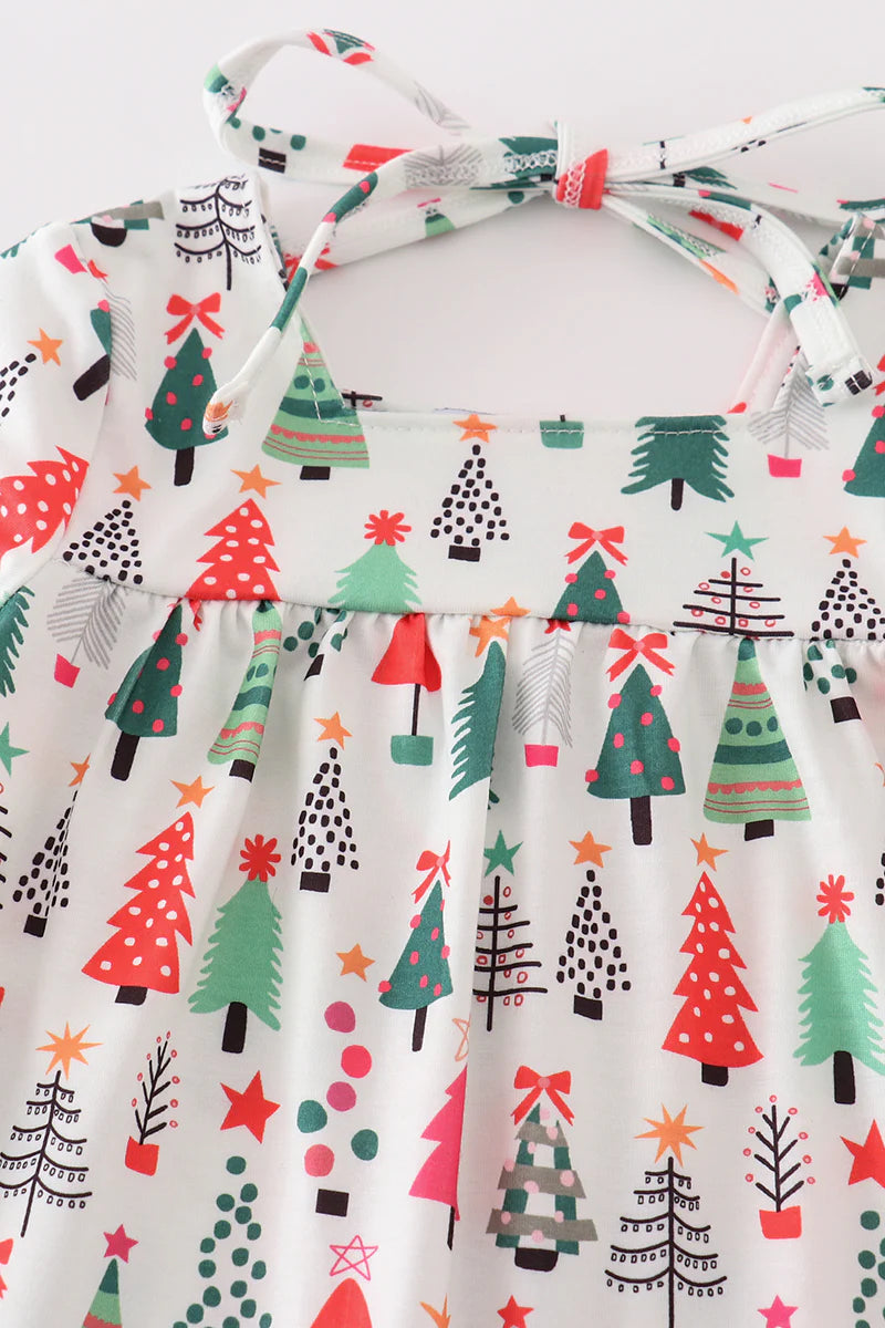 Christmas tree print girl romper - 6m