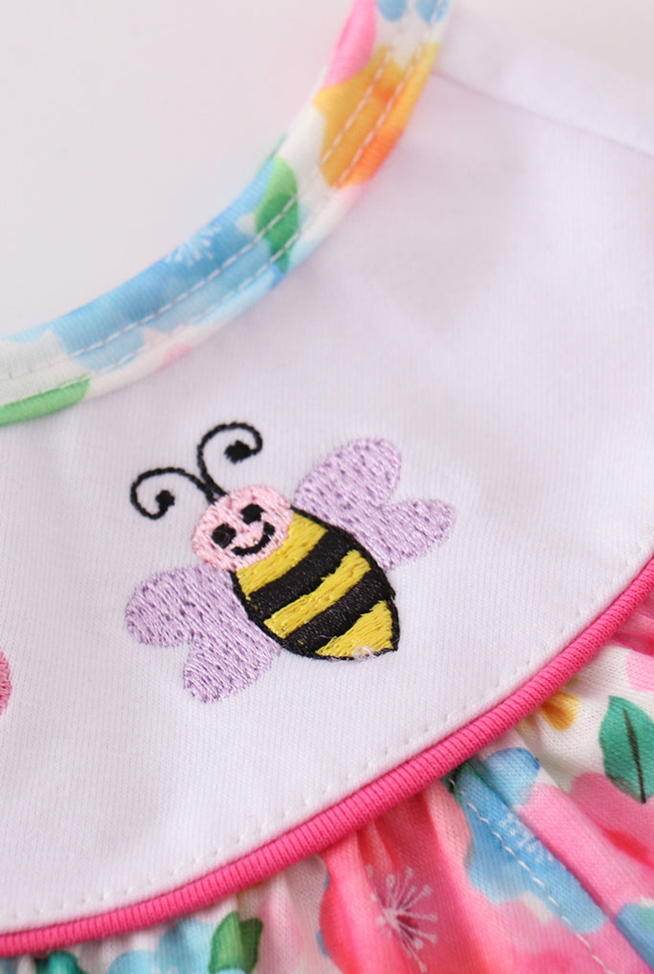 Floral bee embroidery girl set - 2t