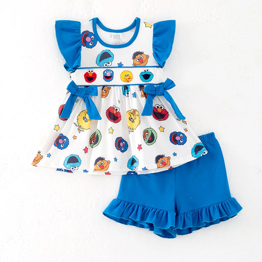 Muppet street embroidery shorts set - 5t