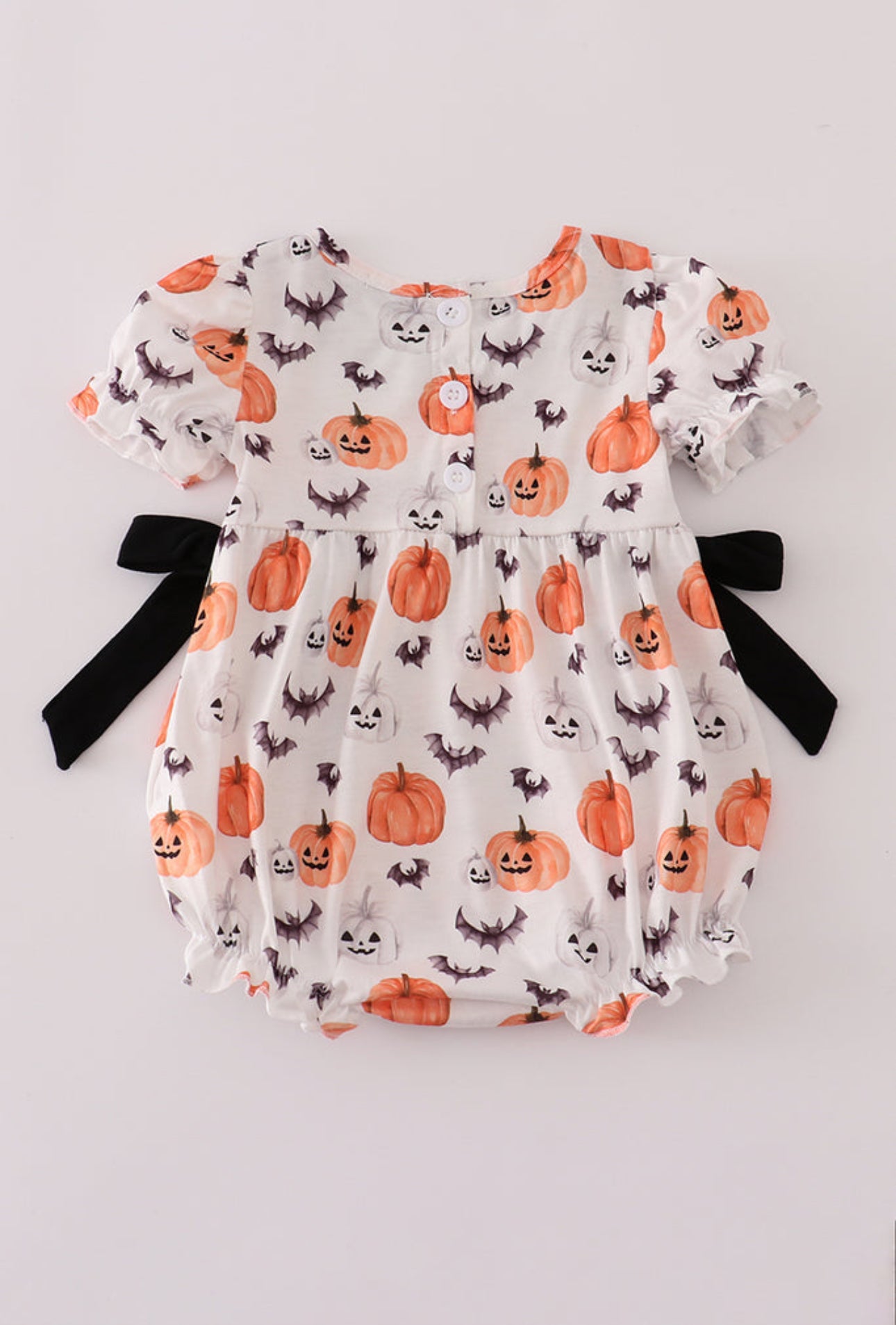 Black pumpkin print ruffle bubble - 3m