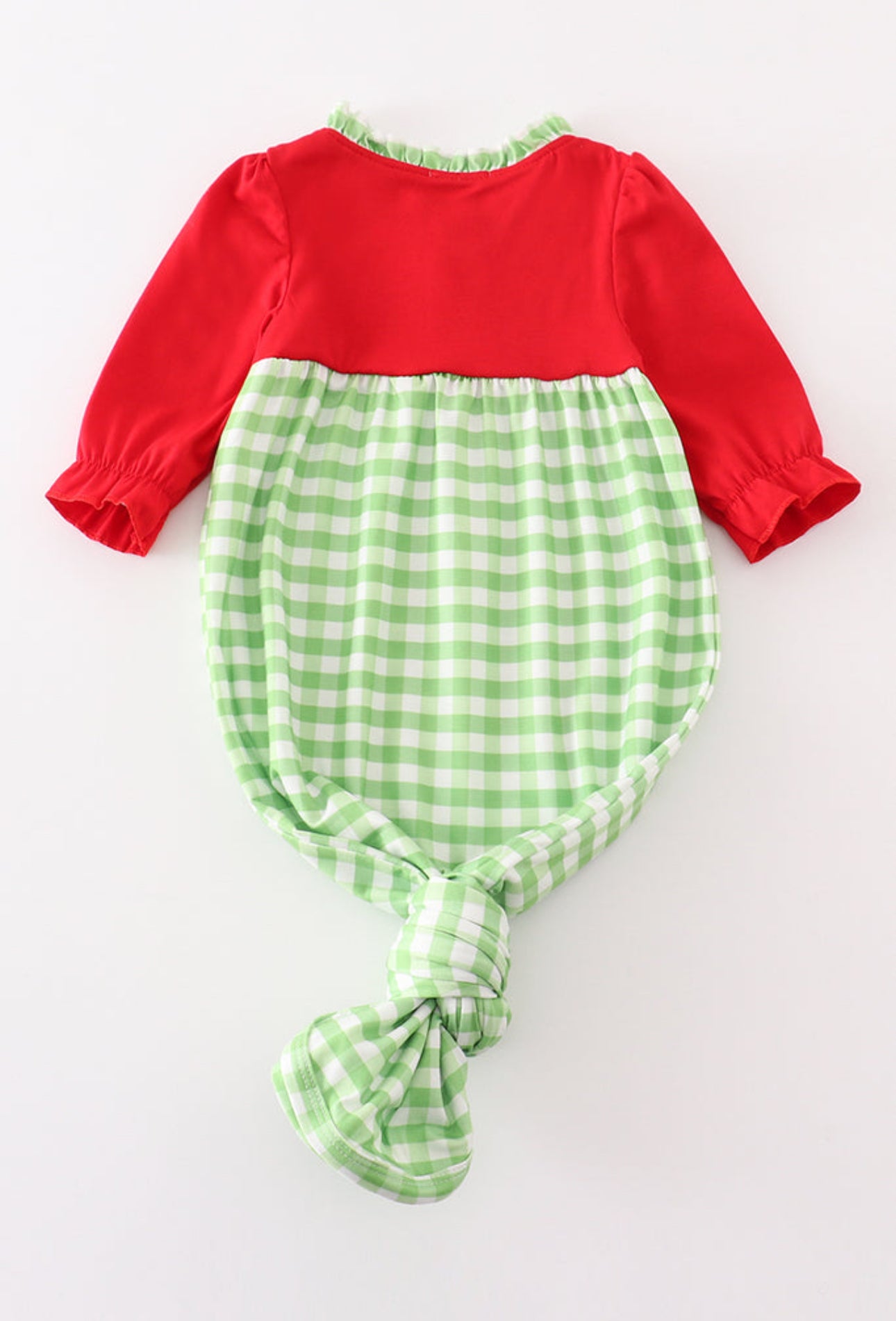 Red christmas grinch french knot baby gown - 6m