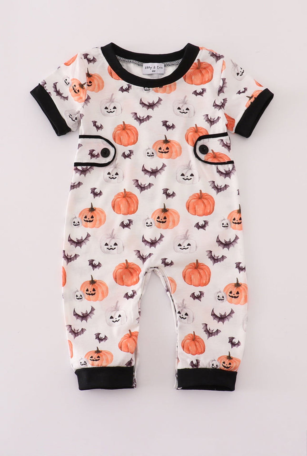 Black pumpkin print romper - 3m