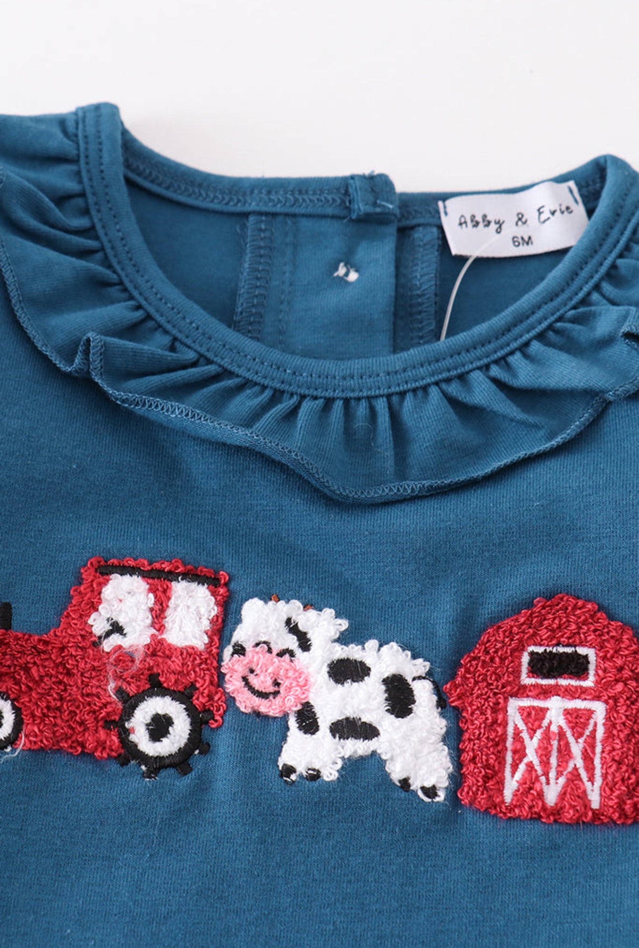 Navy farm french knot girl bloomer set - 2t