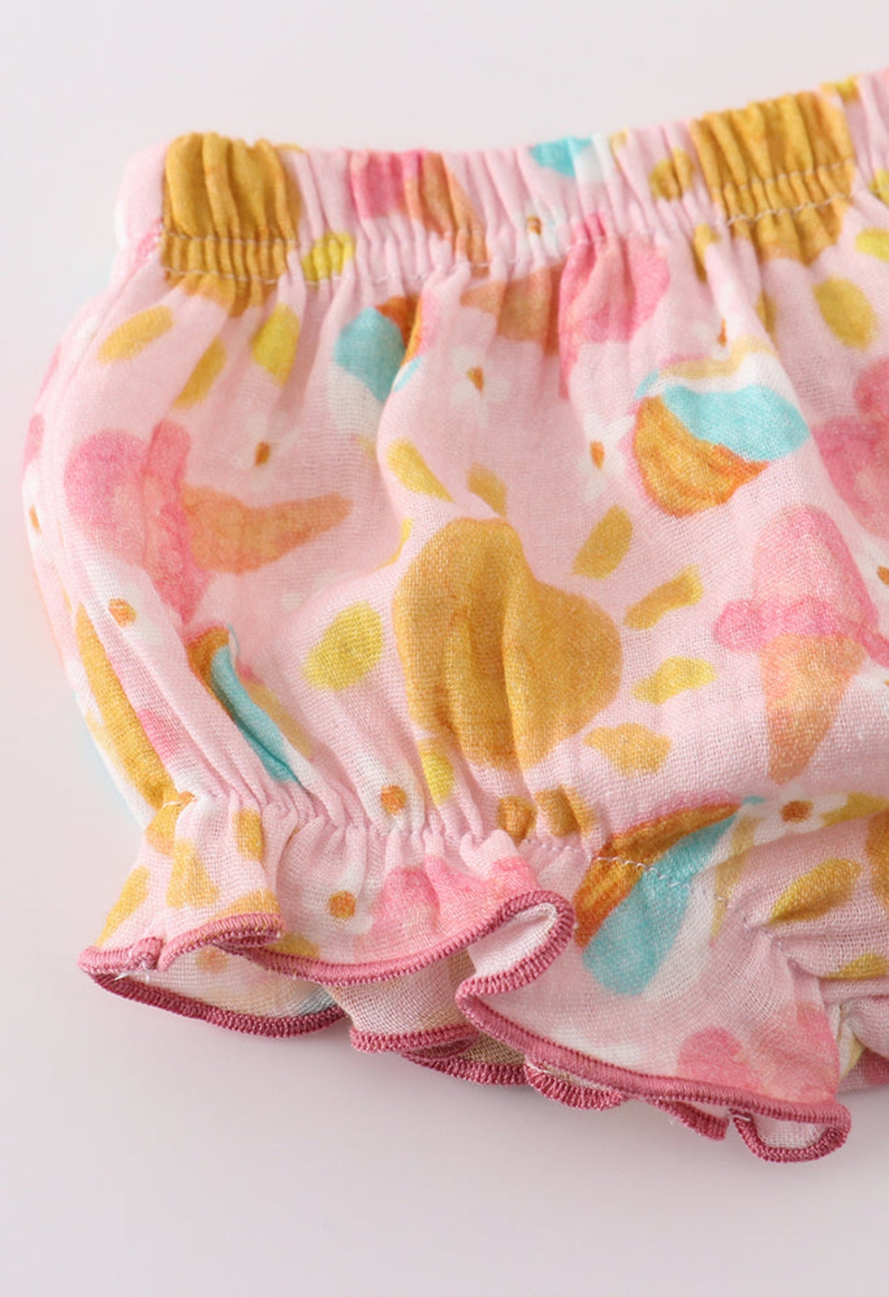 Premium Pink muslin organic ice cream smocked baby set- 12m