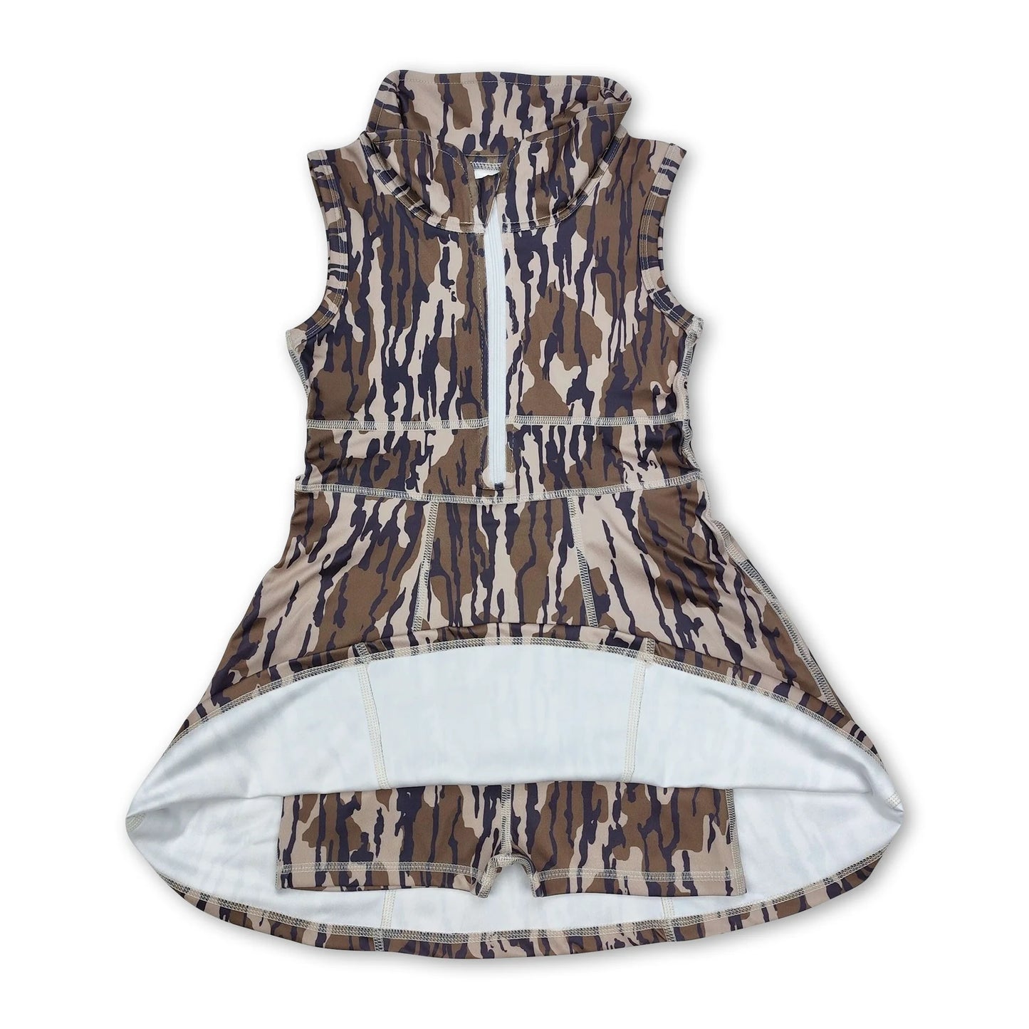 Camo Girls athletic dress with built in shorts - 8/9y