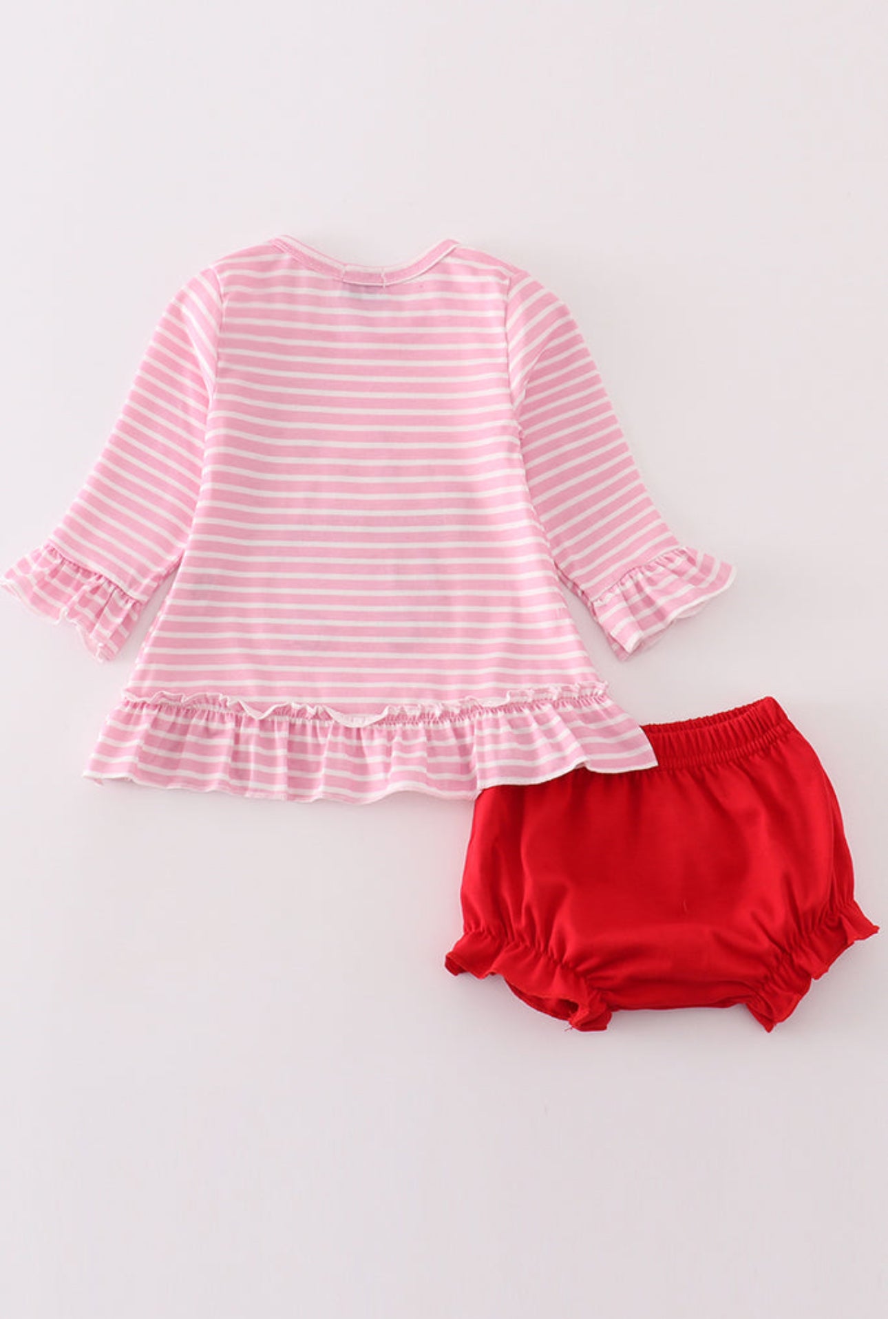 Valentine's day fire truck applique girl bloomer set - 6m