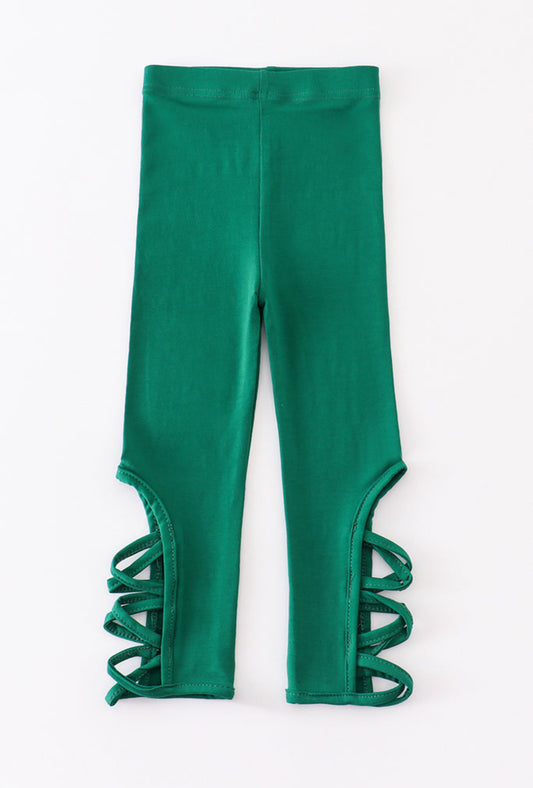 Green hollow out leggings - 4t
