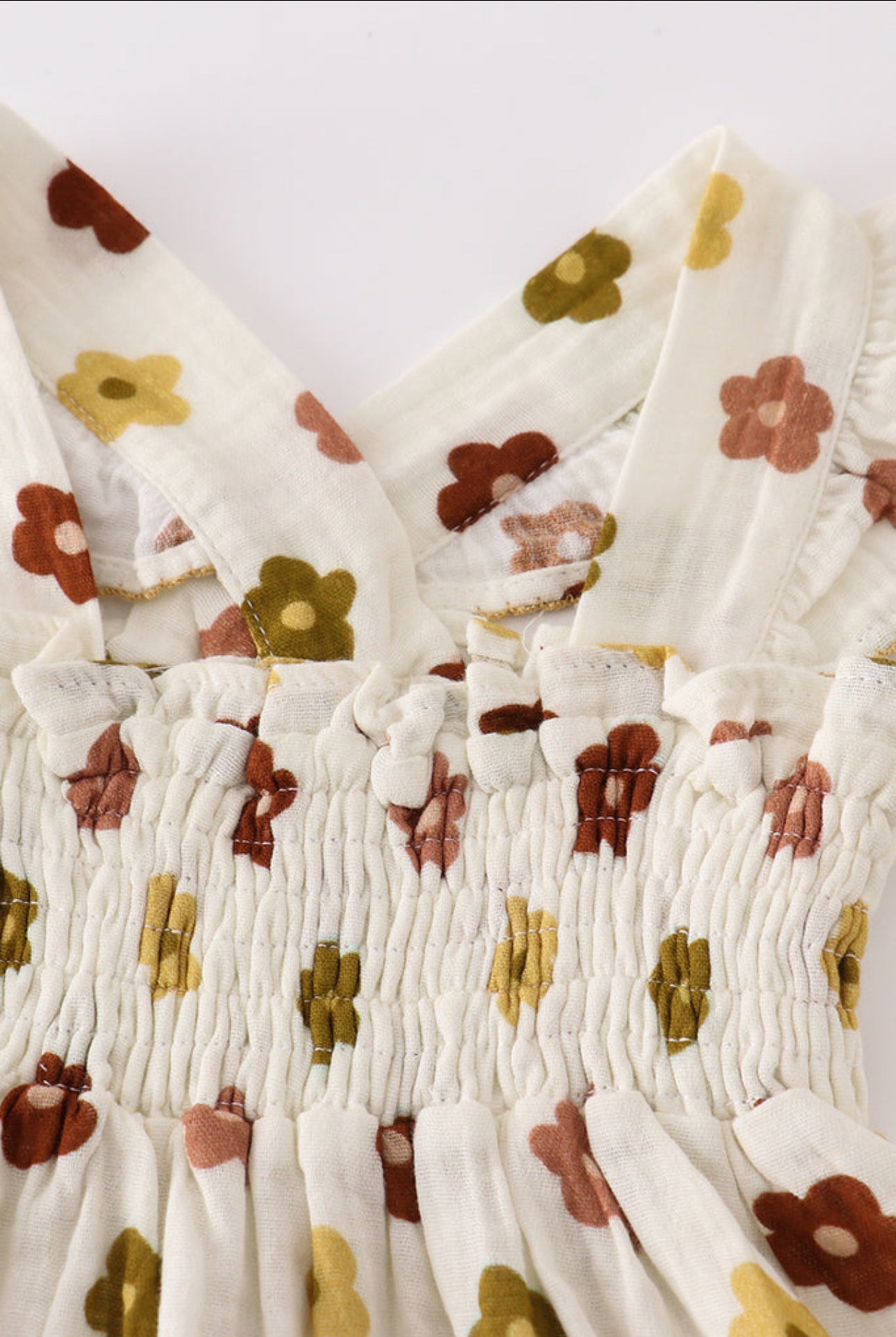 Premium Organic muslin floral smocked bloomer set - 24m