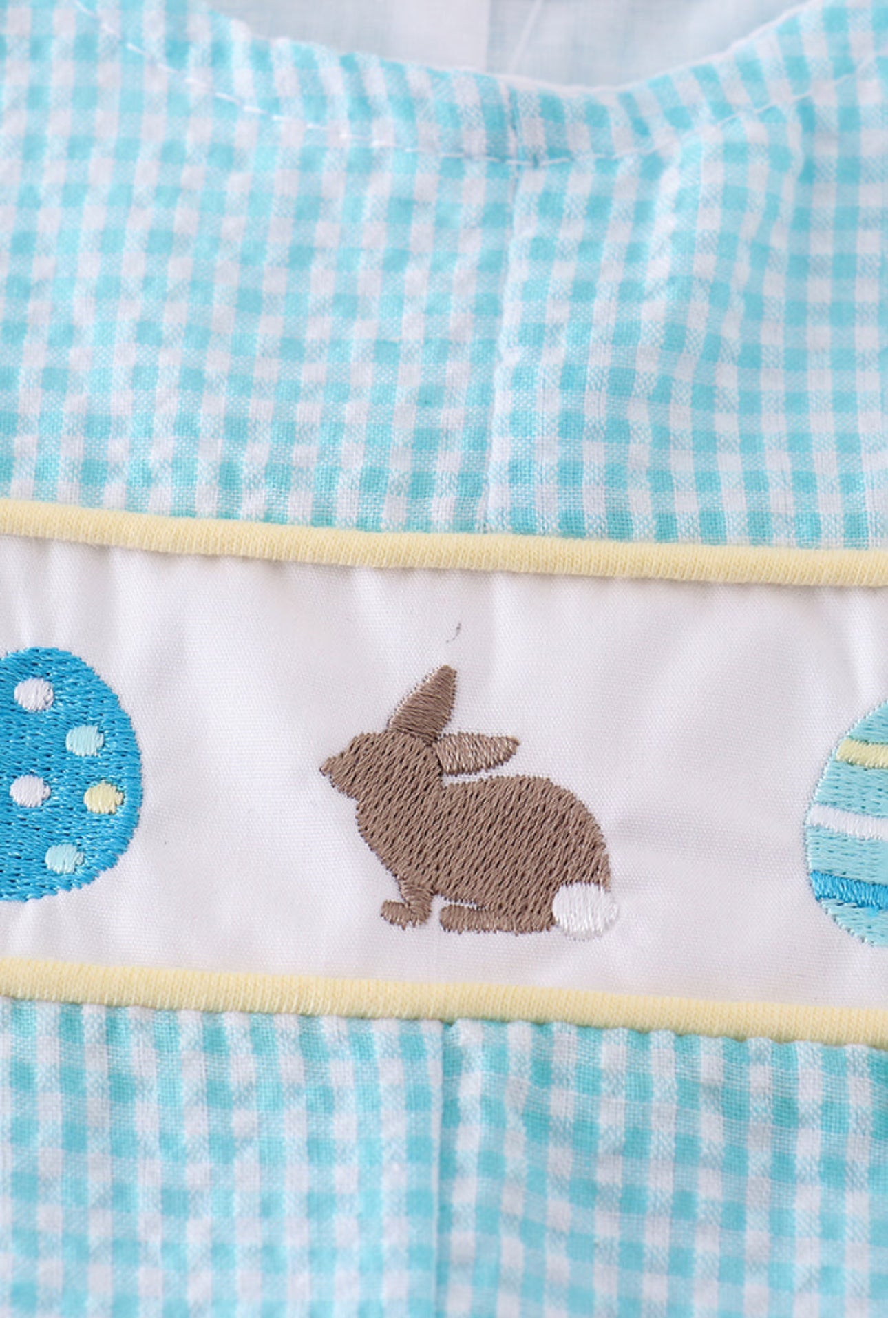 Premium mint bunny egg embroidery gingham jonjon - 24m