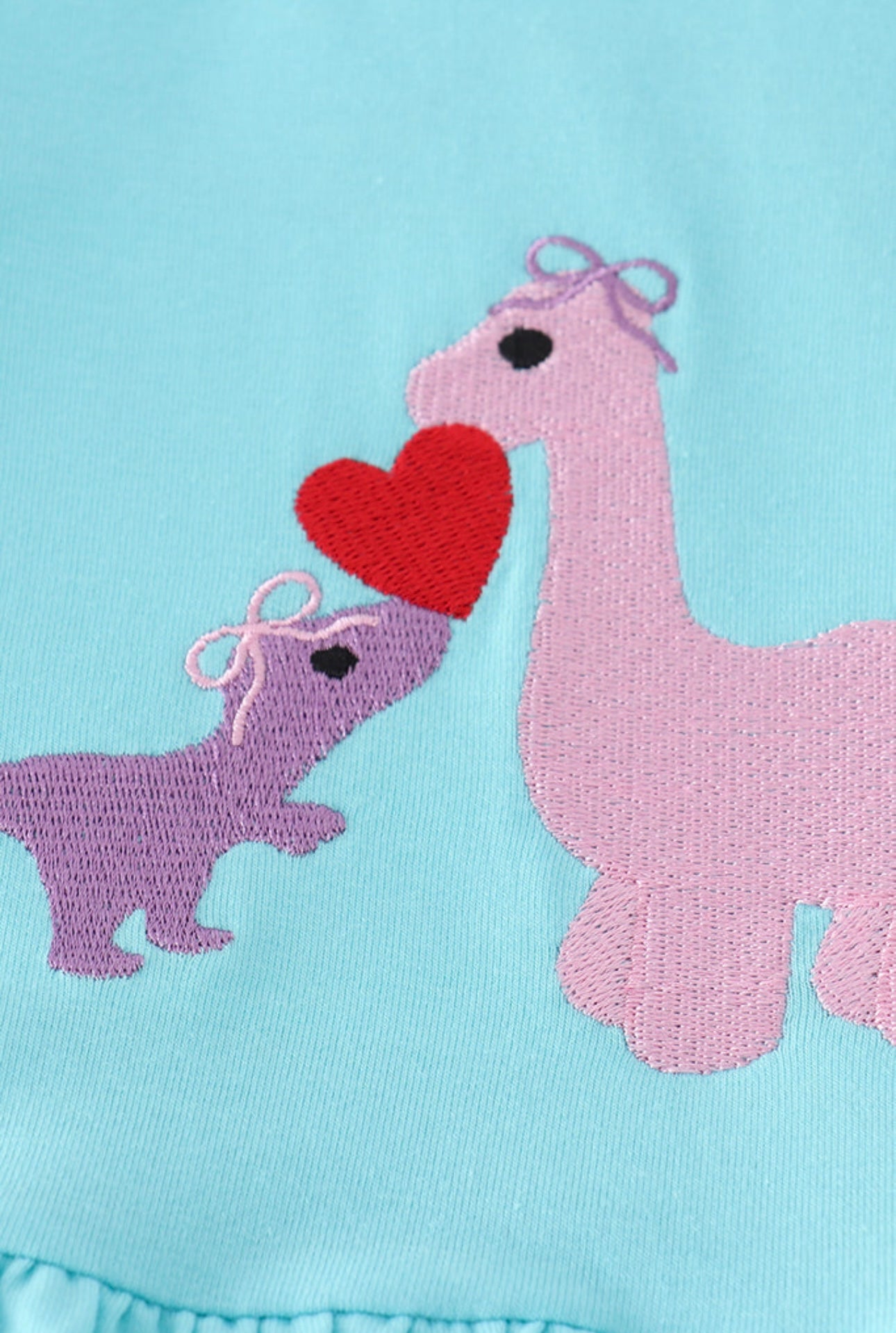 Blue valentine dinosaur embroidery girl set - 3t