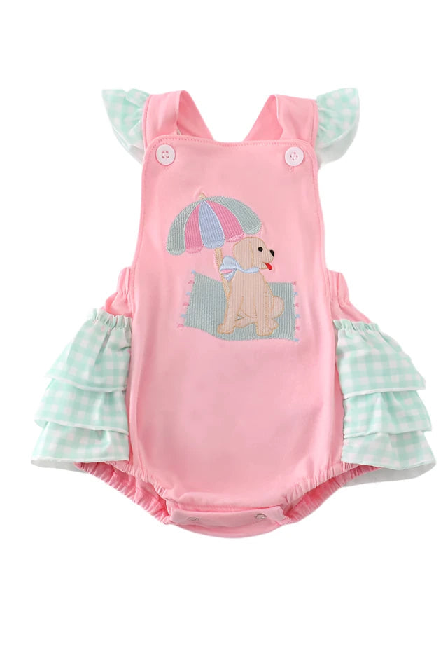 Pink Beach Puppy Embroidery Girl Bubble - 24m