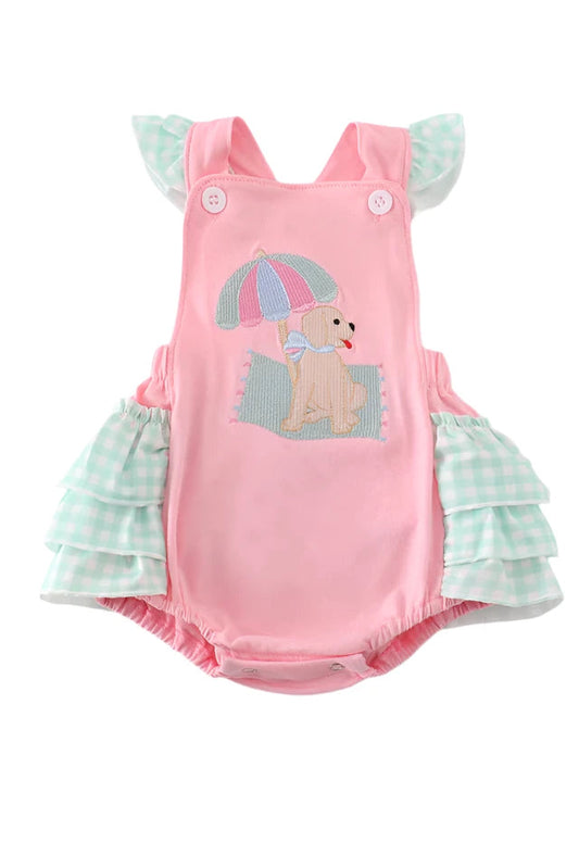Pink Beach Puppy Embroidery Girl Bubble - 24m