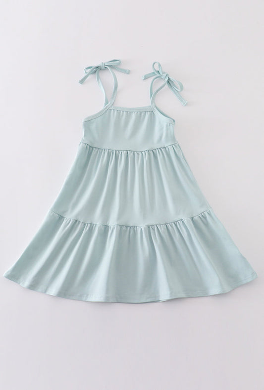 Blue tiered strap girl dress - 4t