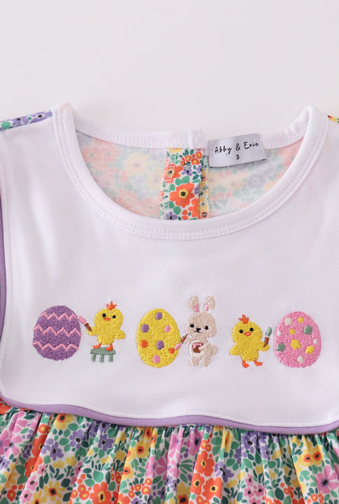 Easter floral bunny egg embroidery girl set - 12m