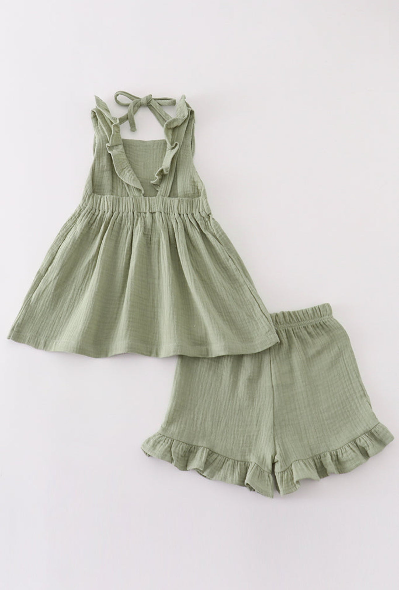 Premium Sage muslin ruffle shorts set - 5t