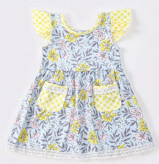 Floral print ruffle girls dress - 12m