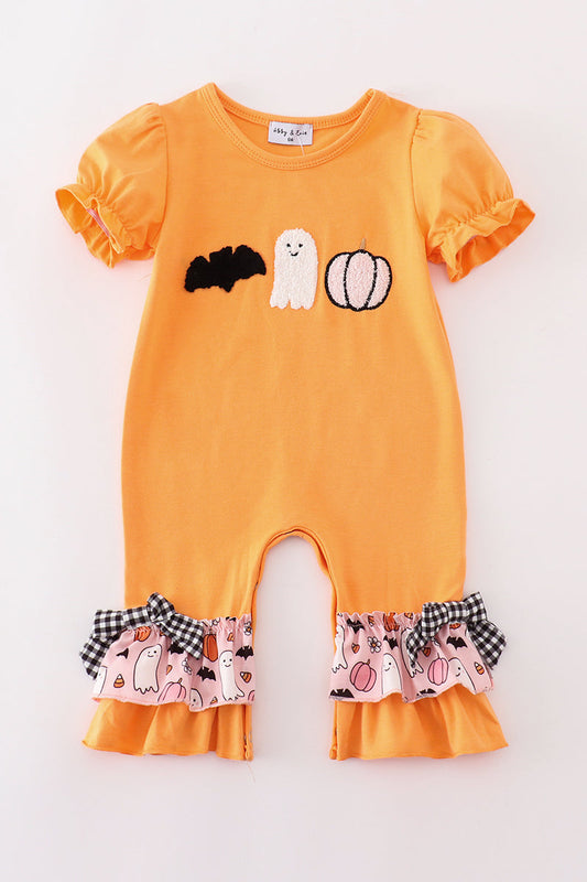 Orange halloween ghost pumpkin girl romper - 3m