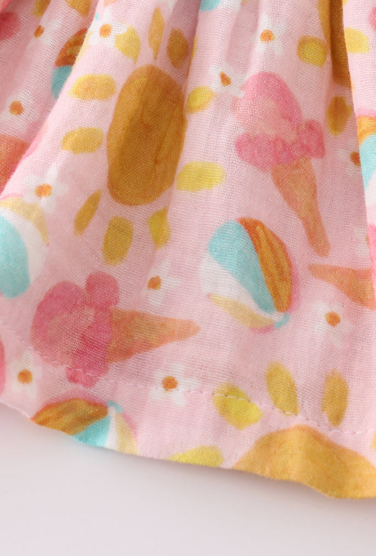 Premium Pink muslin organic ice cream smocked baby set- 12m