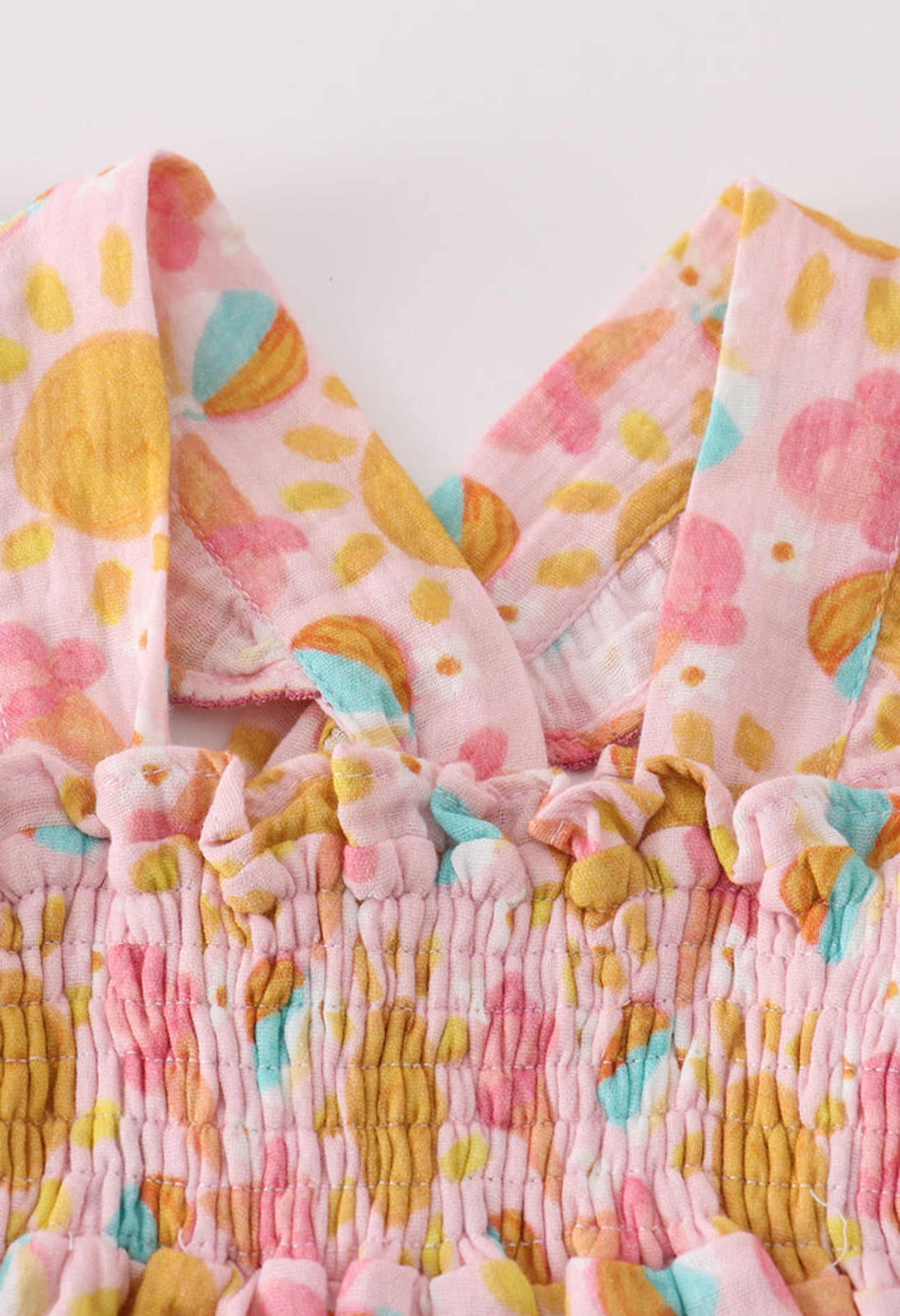 Premium Pink muslin organic ice cream smocked baby set- 12m