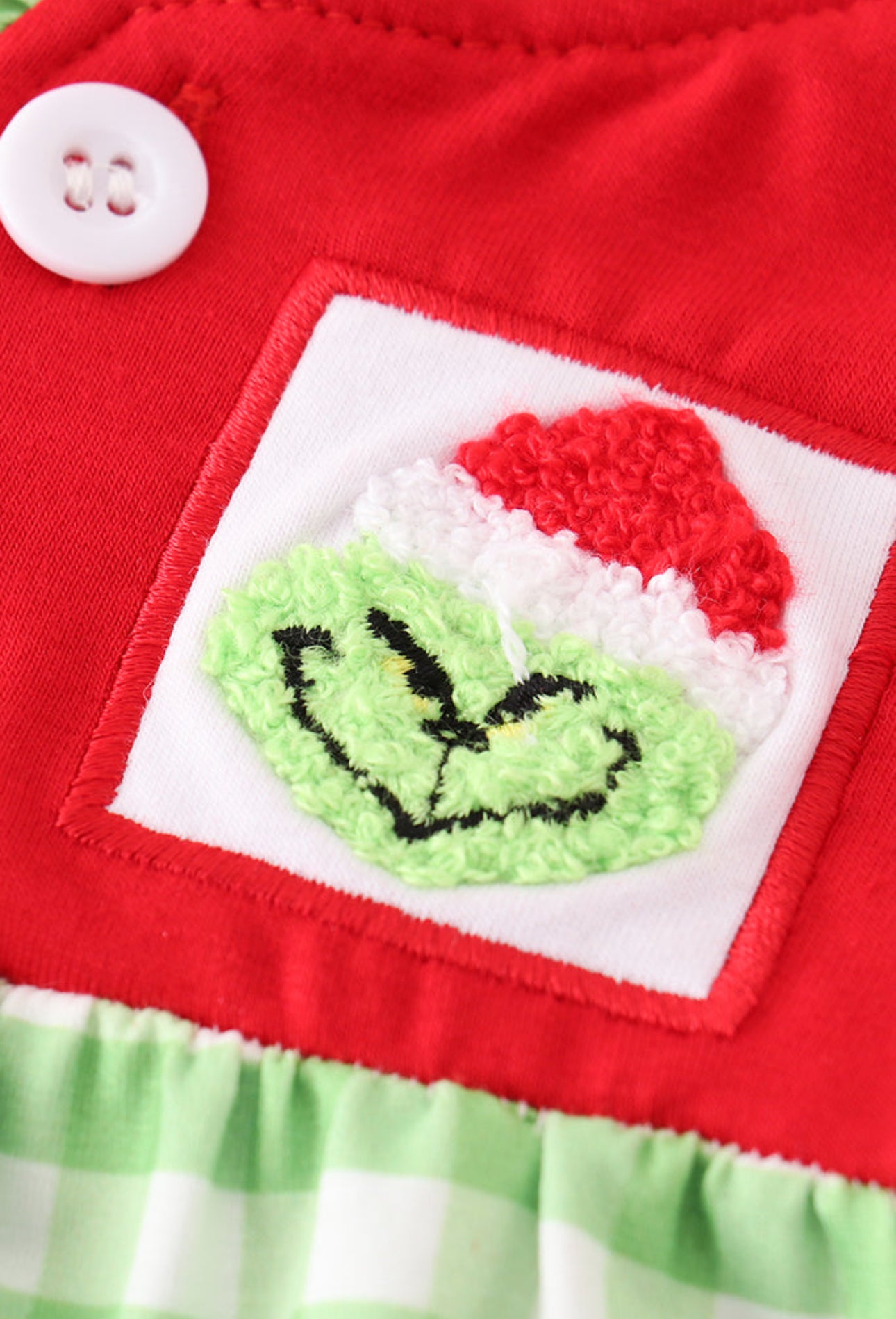 Red christmas grinch french knot baby gown - 6m